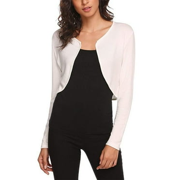 Jaycargogo Womens Sheer Shrug Bolero 3/4 Sleeves Cropped Cardigan Jaycargogo Womens Sheer Shrug Bolero 3/4 Sleeves Cropped Cardigan